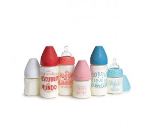 Biberon Vidrio Tetina 3 Posiciones Siliona 240ml