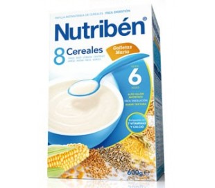 Papillas 8 cer. Galletas Maria +6 m 600 g