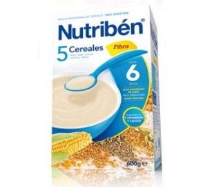 Papilla 5 cereales fibra +6 m 600 g