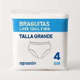 Aposán Braguitas Desechables Talla Grande, 4 uds